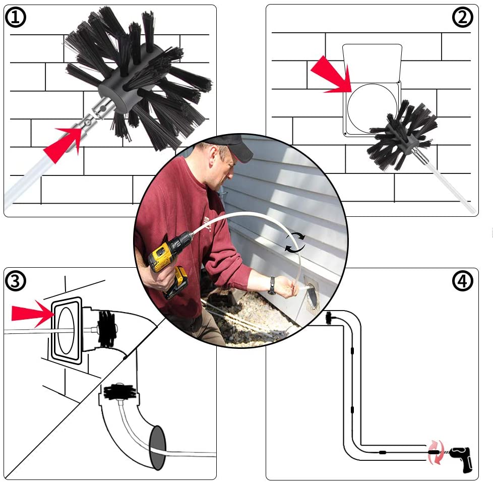 Flexible Dryer Vent Cleaner Kit Chimney Brushes Extends Up To 24 Feet